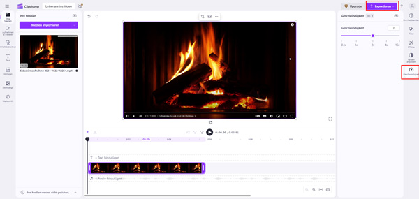 Video mit Clipcamp schneller machen
