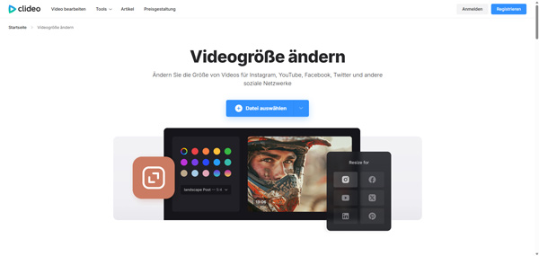 Video-Seitenverhältnis mit Clideo ändern