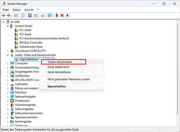 Audiotreiber aktualisieren