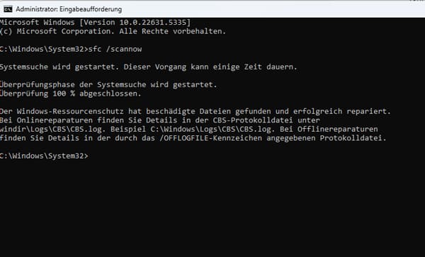 Beschädigte Dateien mit CMD reparieren