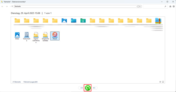 Dateien mit Dateiversionsverlauf wiederherstellen