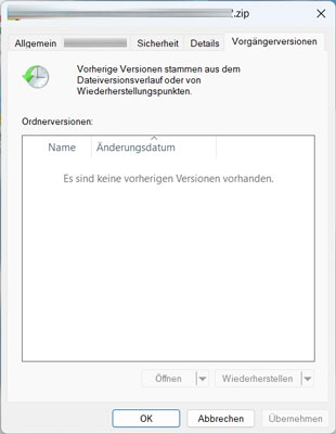 Daten aus den Vorgängerversionen wiederherstellen Windows 11