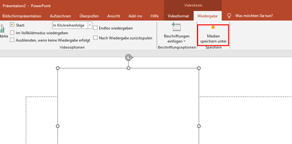PowerPoint-Bildschirmaufzeichnung speichern