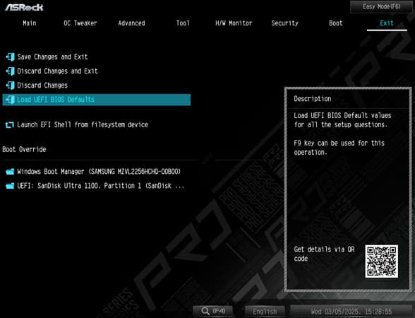 UEFI-oder BIOS-Standardeinstellungen laden