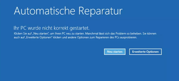 Windows automatische Reparatur aktivieren