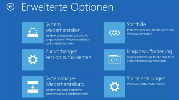 Windows Erweiterte Optionen