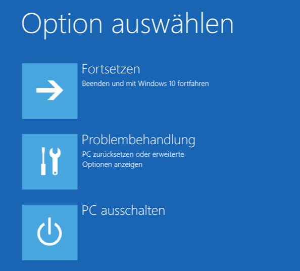 Windows Problembehandlung auswählen